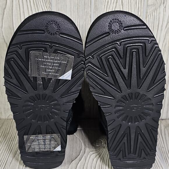 UGG Mini Bailey Sheepskin Black Bow II Leather Ankle Boots Womens Size 6 NEW - Picture 8 of 14